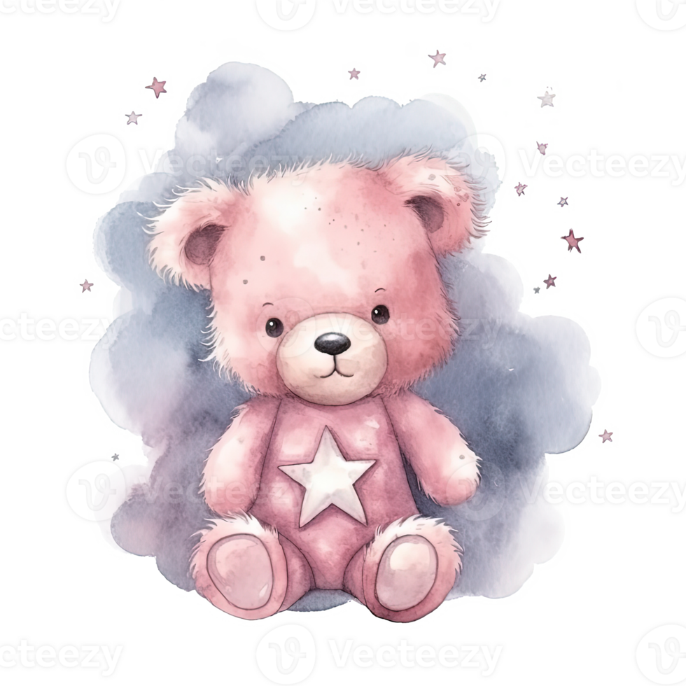 Cute watercolor teddy bear. Illustration png