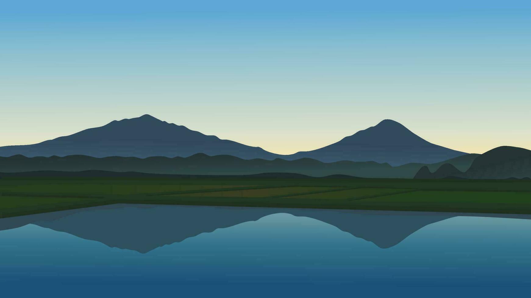 un vector de montaña con amanecer