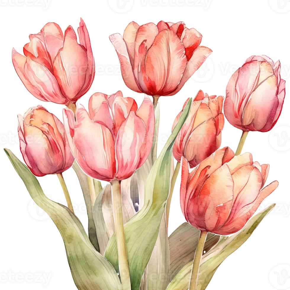 waterverf tulp geïsoleerd. illustratie ai generatief png