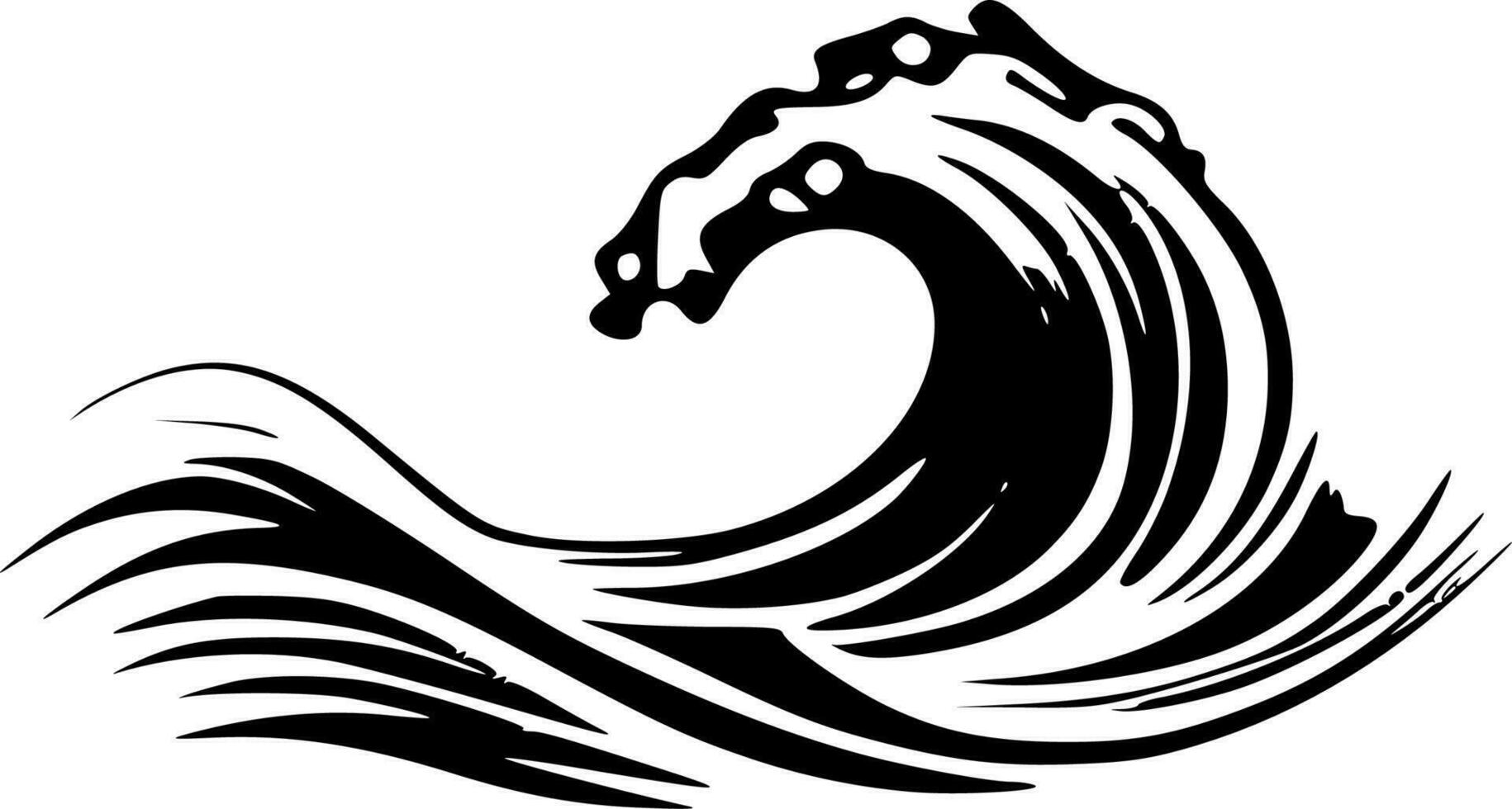 Wave - Black and White Isolated Icon - Vector illustration