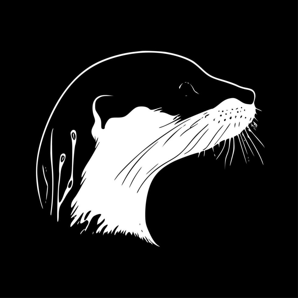 Otter, Black and White Vector illustration