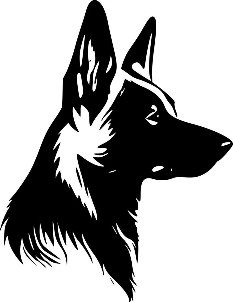 German Shepherd, Black and White Vector illustration