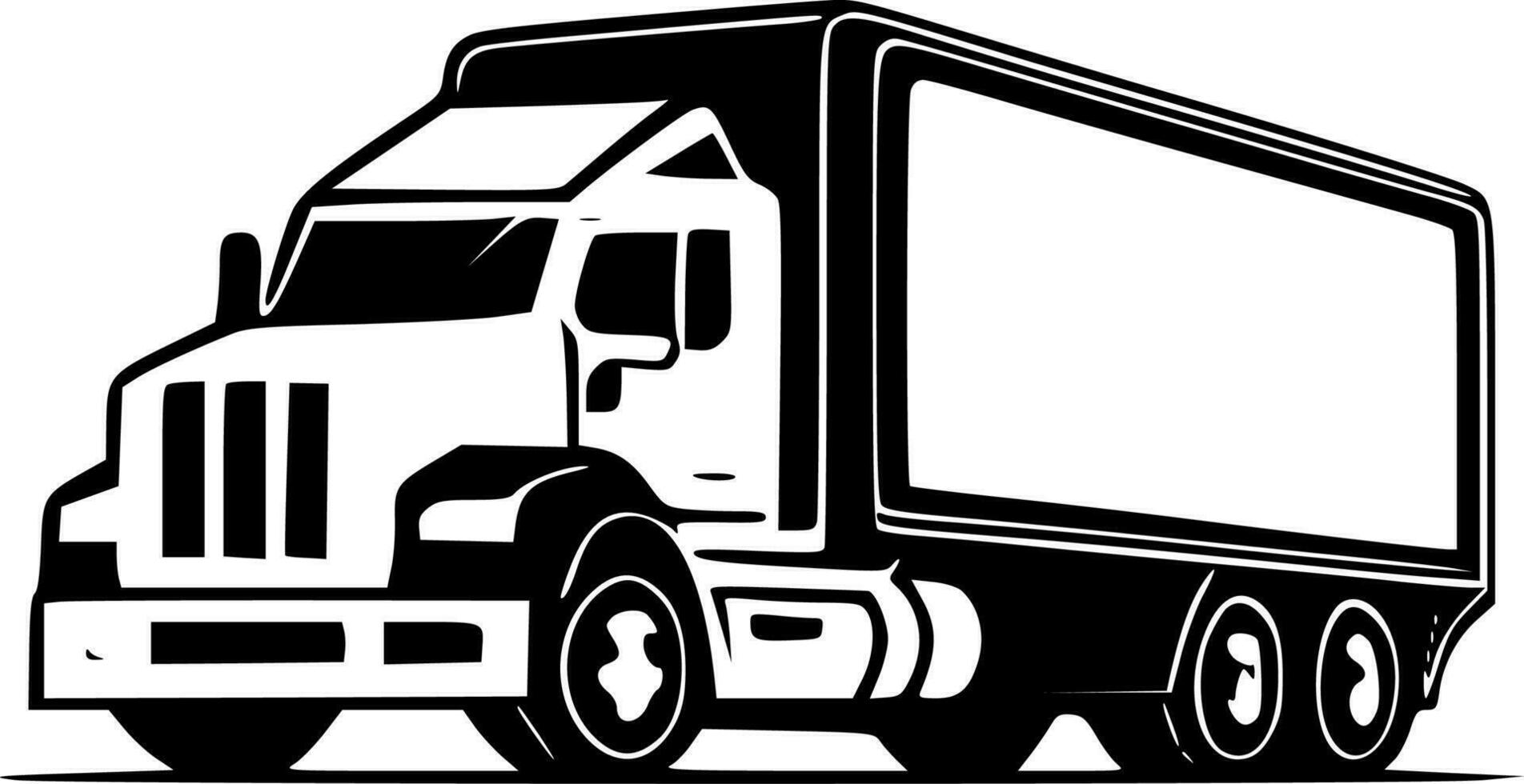 Truck, Black and White Vector illustration