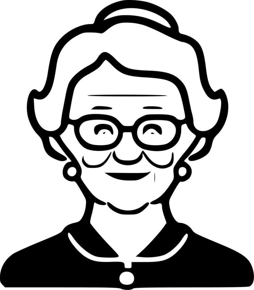 Grandma, Black and White Vector illustration