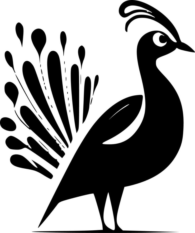 Peacock, Black and White Vector illustration