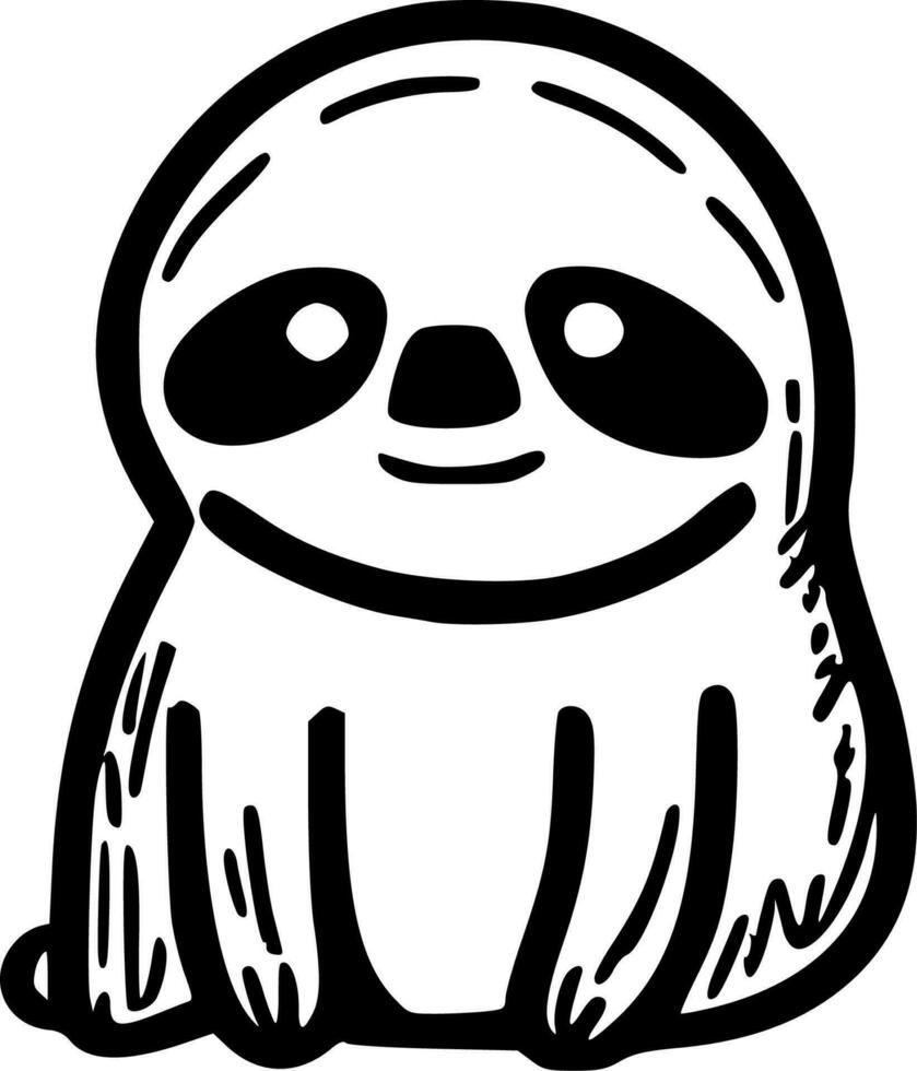 Sloth, Black and White Vector illustration