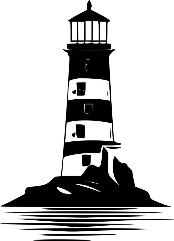 faro, negro y blanco vector ilustración