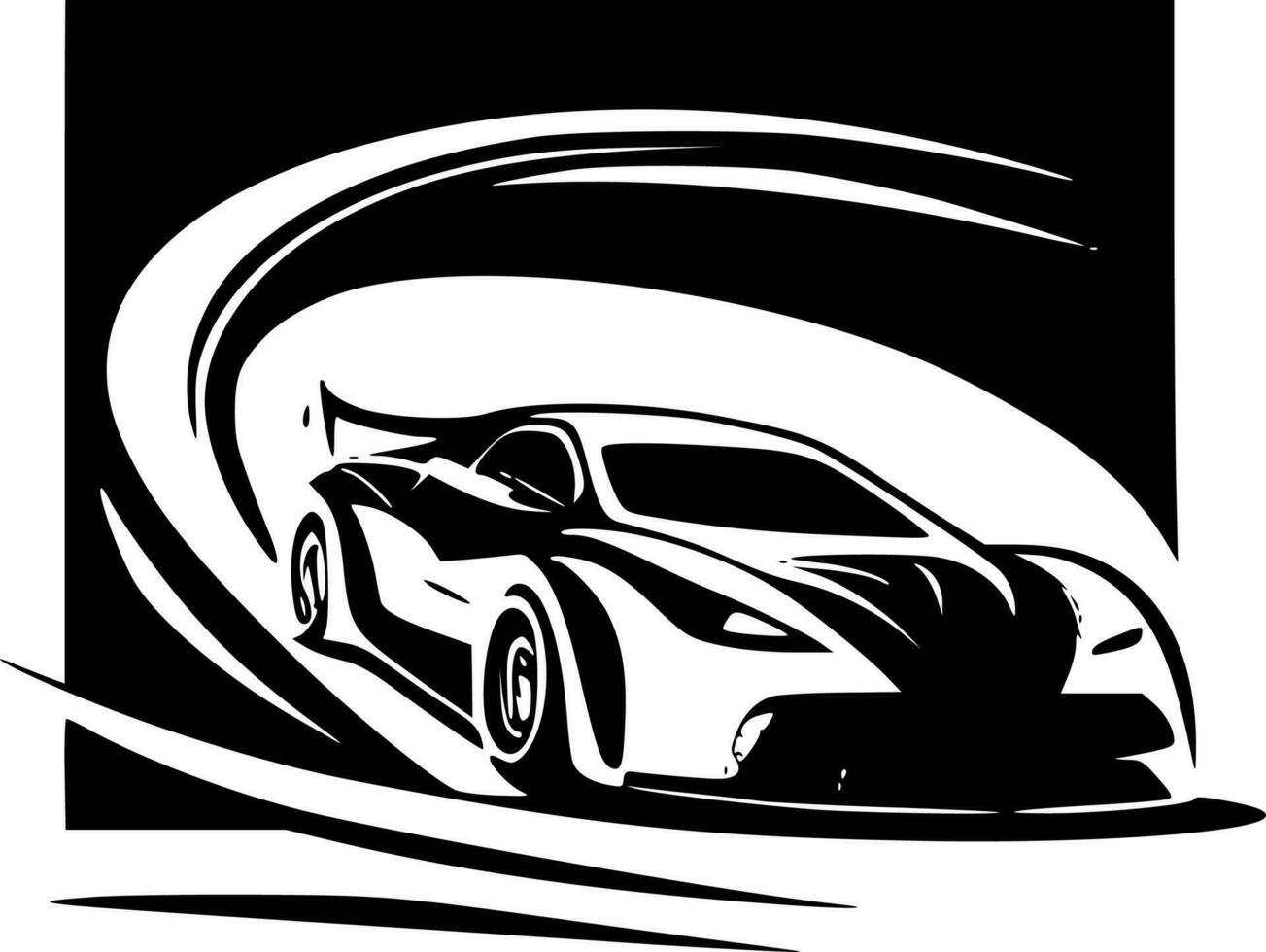 Racing, Black and White Vector illustration