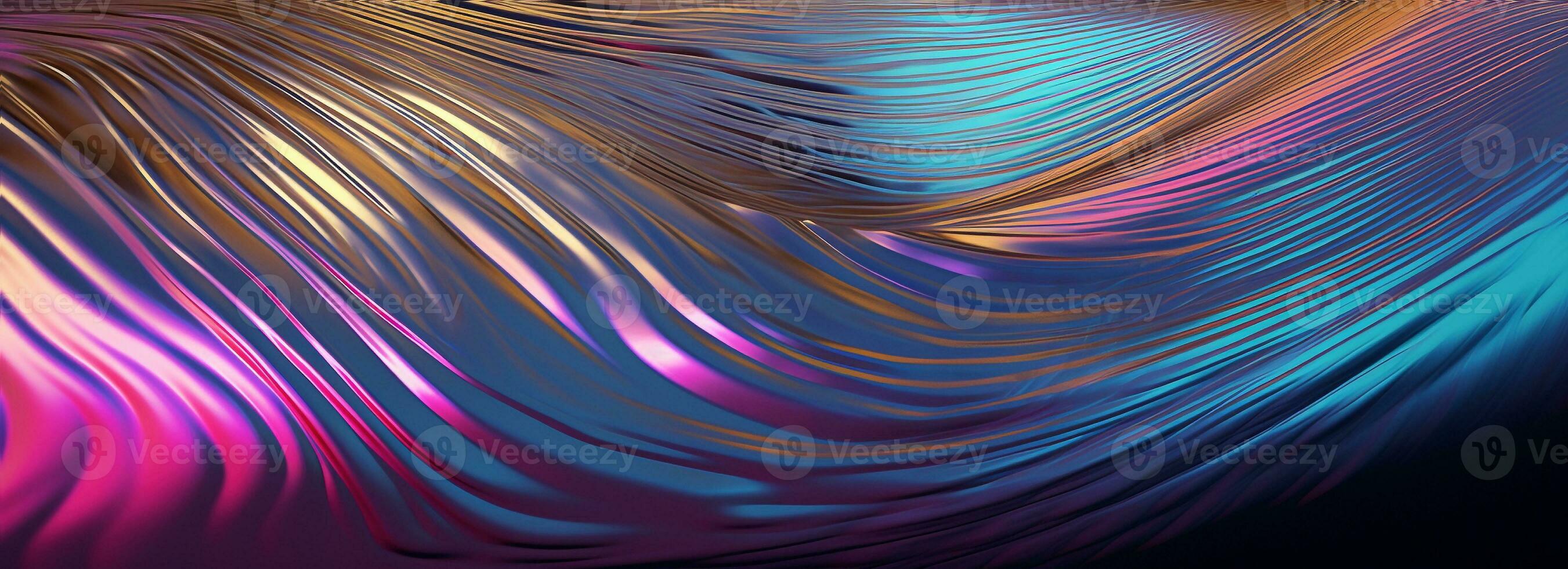 3d render  abstract background. Wavy metallic texture banner, Ultraviolet wallpaper, fluid ripples, liquid metal surface, esoteric aura spectrum in bright photo