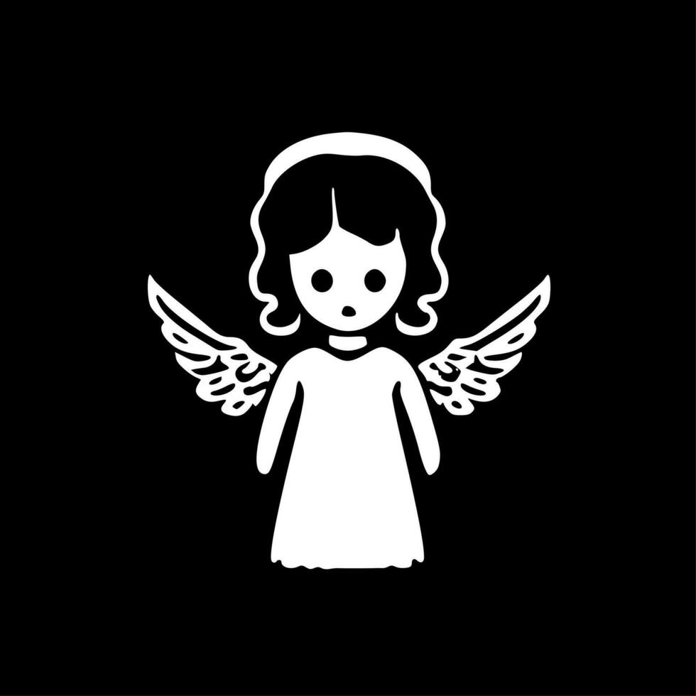ángel - negro y blanco aislado icono - vector ilustración