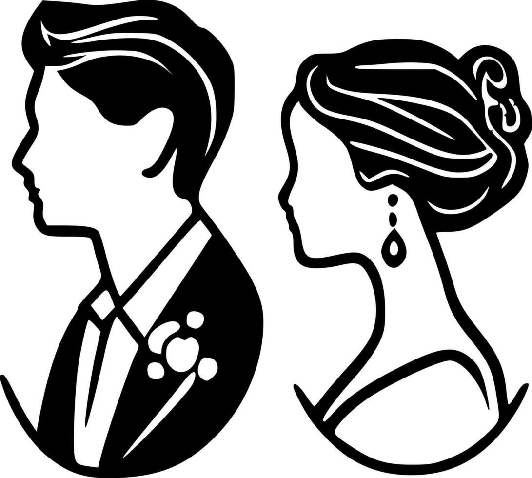 Wedding, Black and White Vector illustration