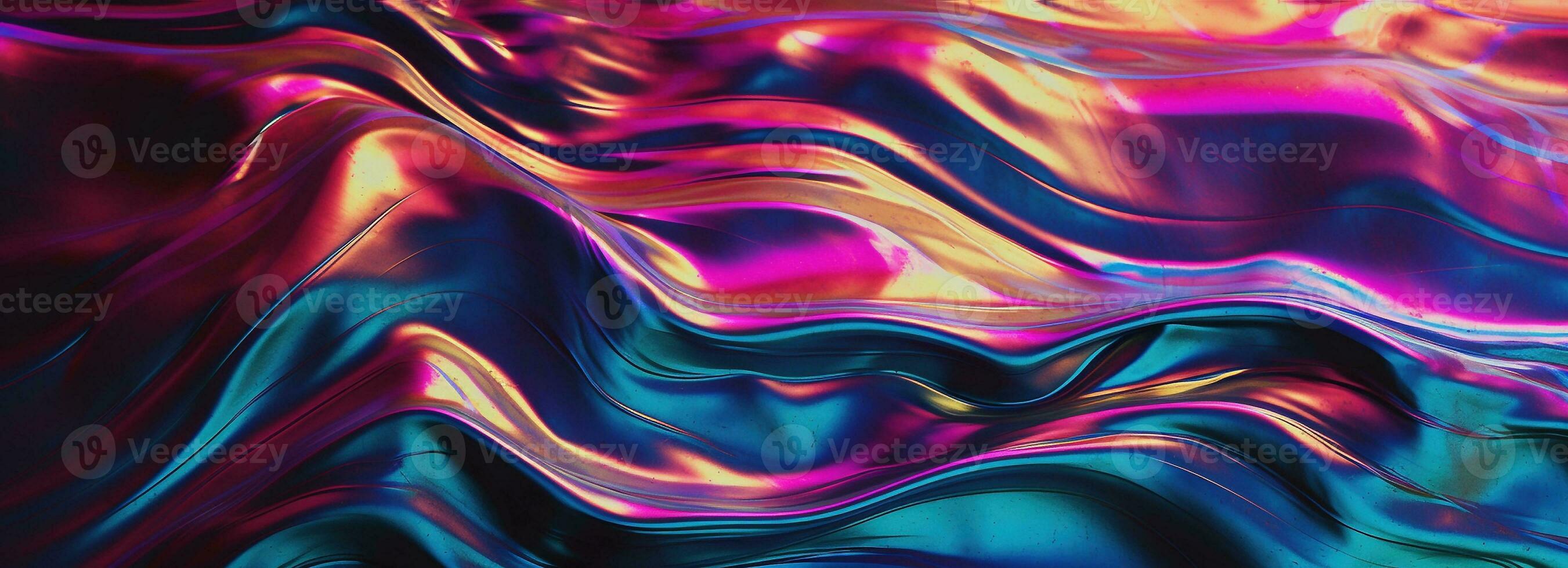 3d render  abstract background. Wavy metallic texture banner, Ultraviolet wallpaper, fluid ripples, liquid metal surface, esoteric aura spectrum in bright photo