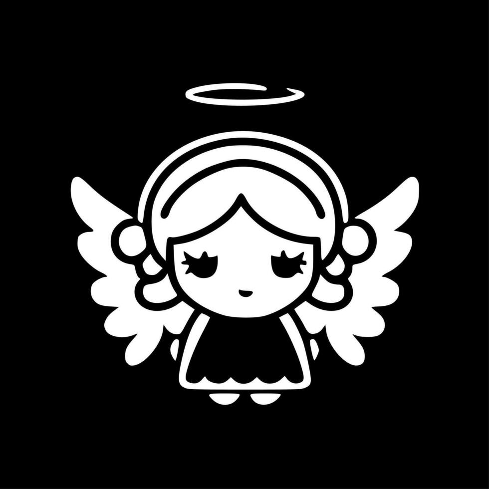 Angel, Black and White Vector illustration