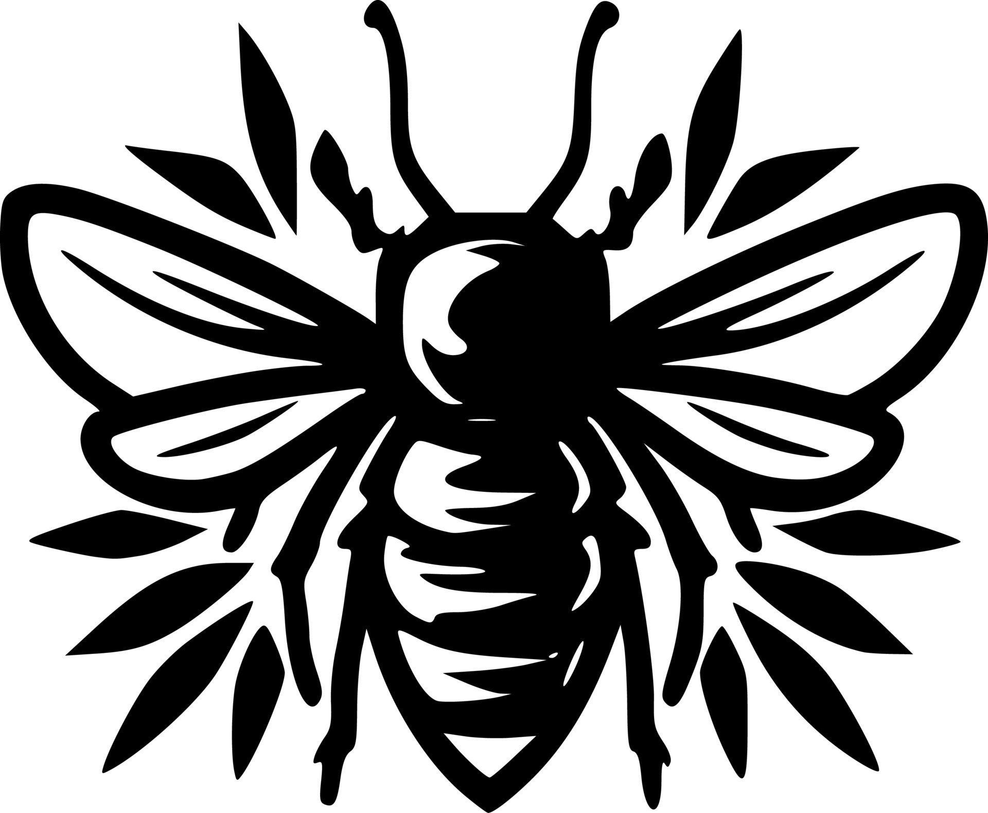 Bee, Black and White Vector 23854231 Vector Art at Vecteezy