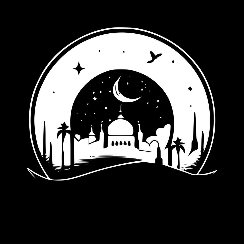 Ramadan, Black and White Vector illustration