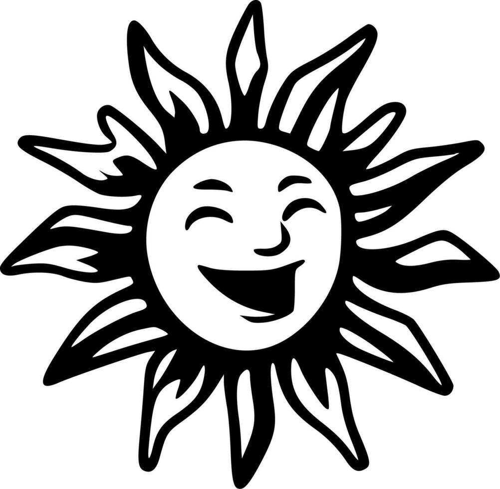 Sunshine - Black and White Isolated Icon - Vector illustration