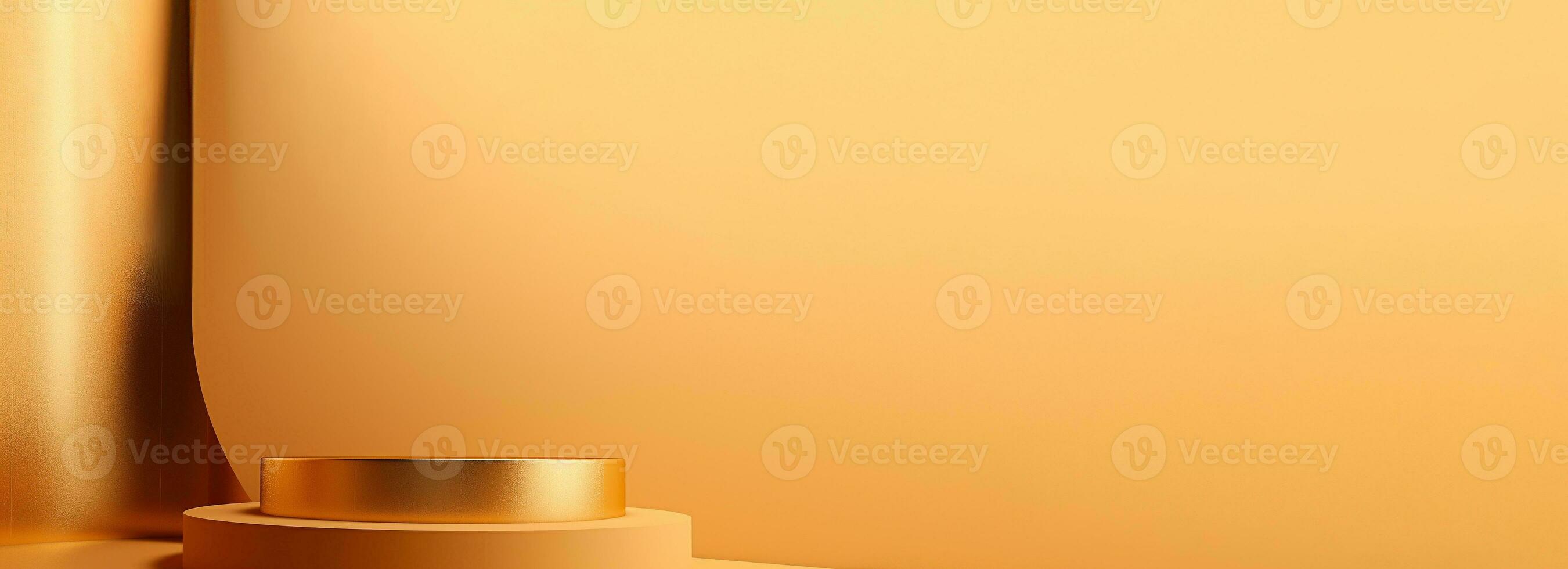 Gold fabric silk stage .3d Podium for product display. Round scene covered with golden cloth composition for modern stand display ,abstract showcase background. photo