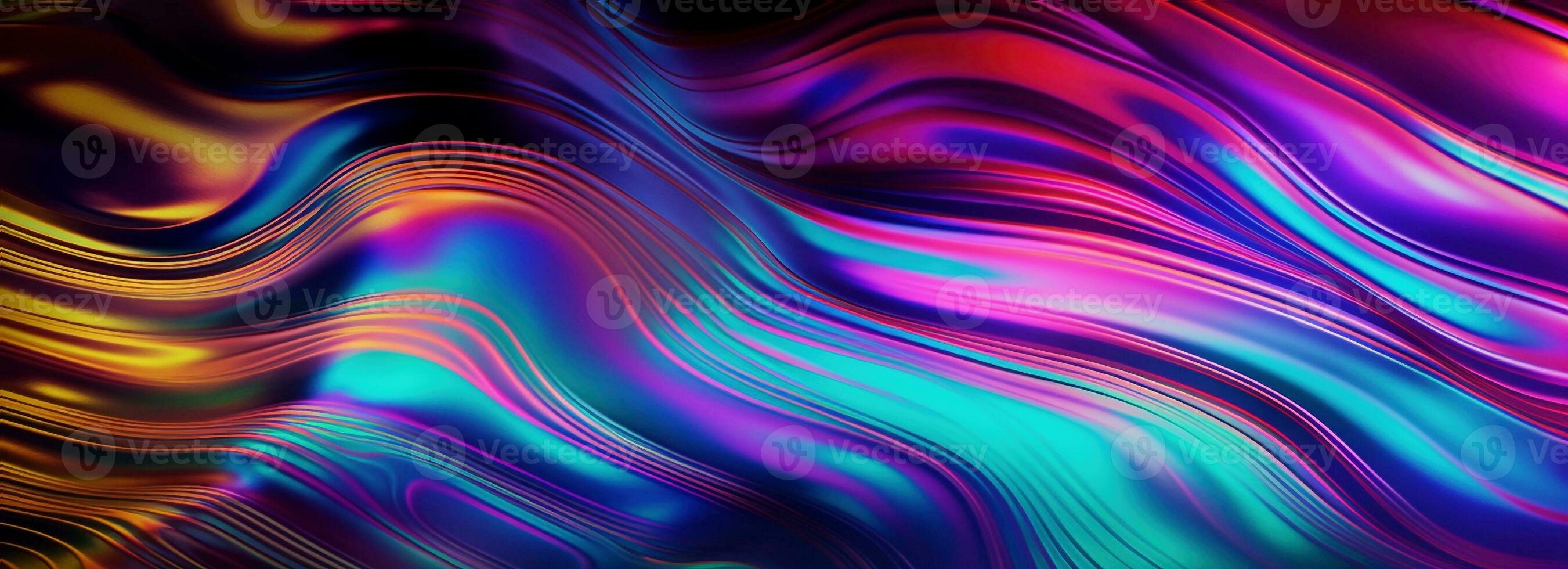 3d render  abstract background. Wavy metallic texture banner, Ultraviolet wallpaper, fluid ripples, liquid metal surface, esoteric aura spectrum in bright photo