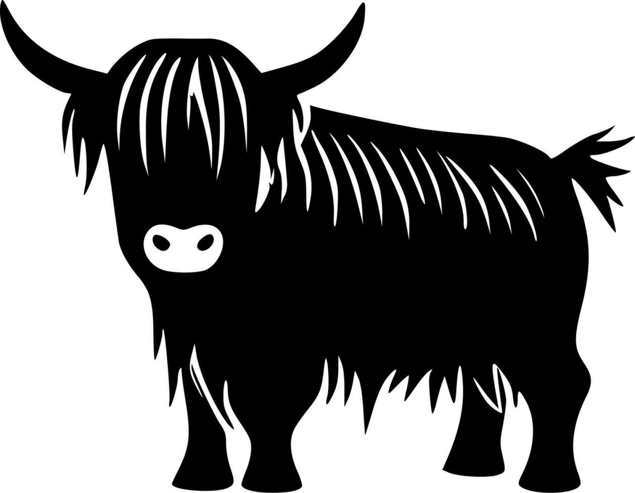 Highland Cow - Black and White Isolated Icon - Vector illustration