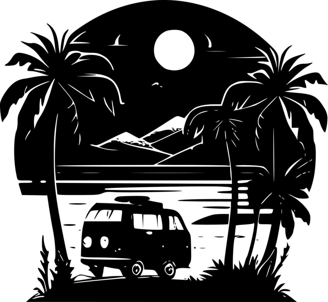 vacaciones, negro y blanco vector ilustración