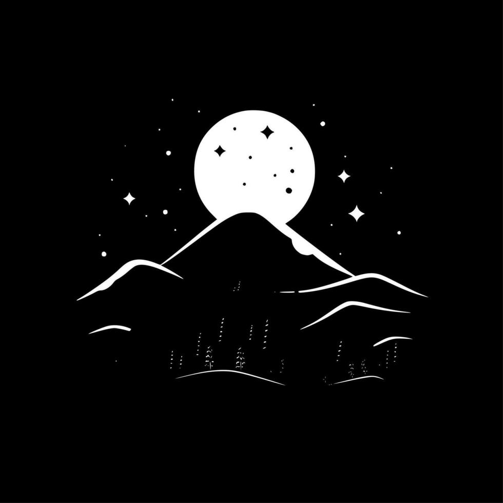 Night Sky - Black and White Isolated Icon - Vector illustration