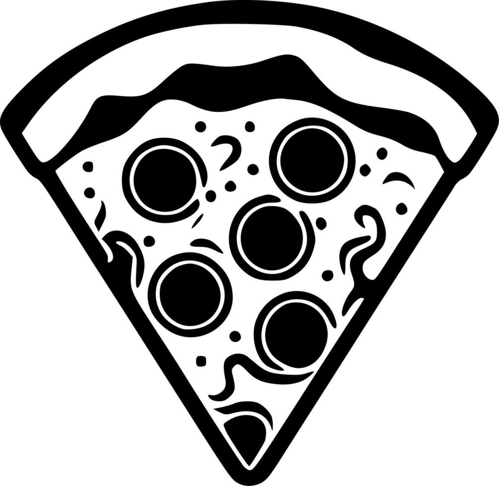 Pizza, Black and White Vector illustration