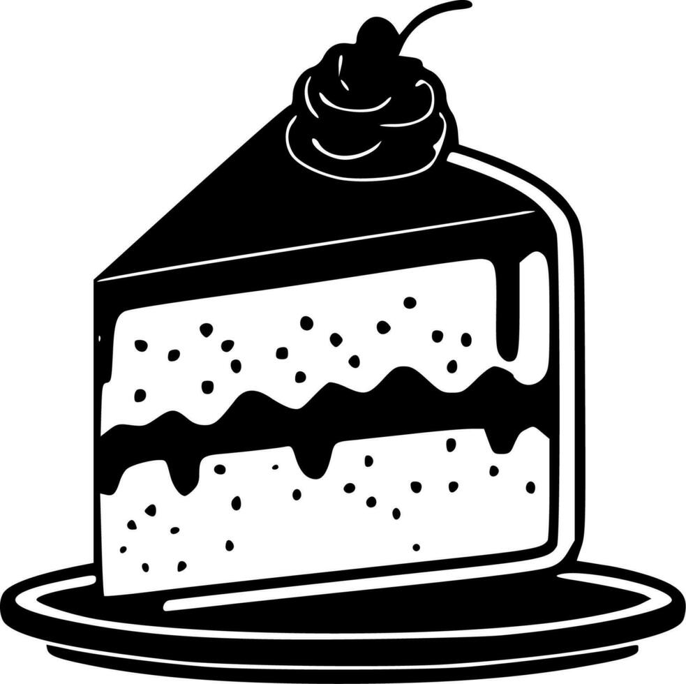 Cake, Black and White Vector illustration