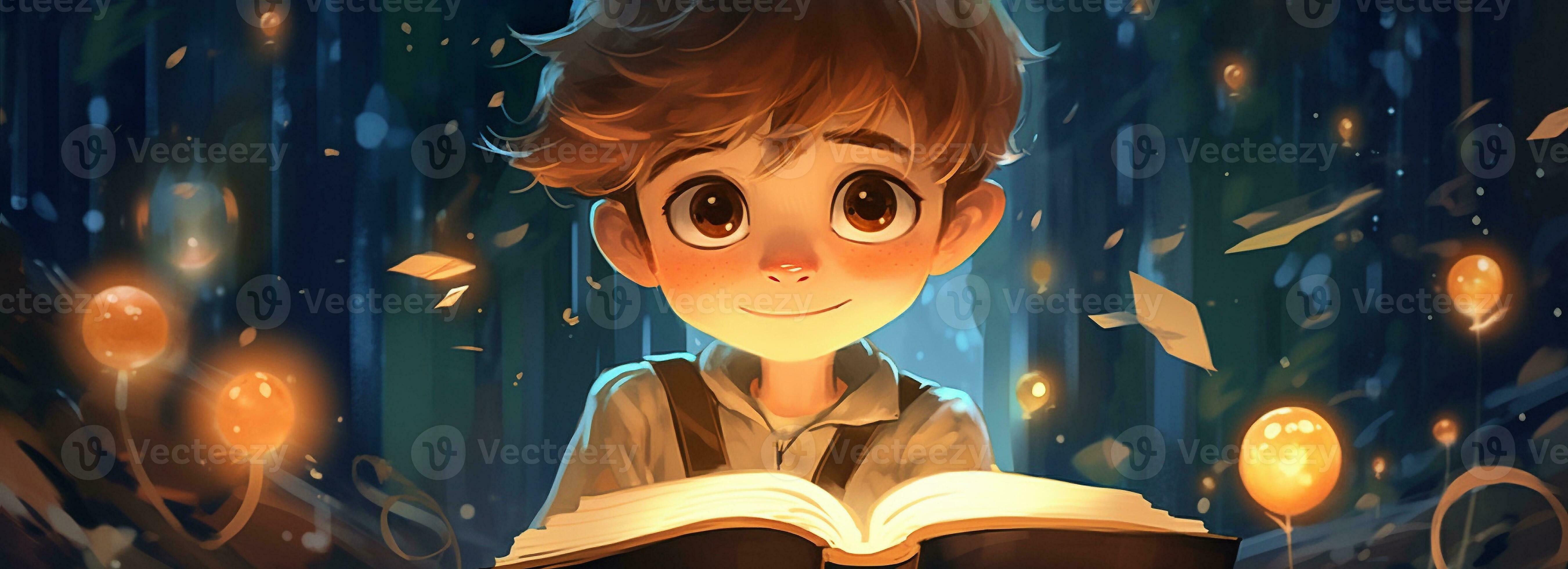 Premium AI Image  Anime Girl who discovers a magical book that gives the  power of happyness manga style illustration generative ai