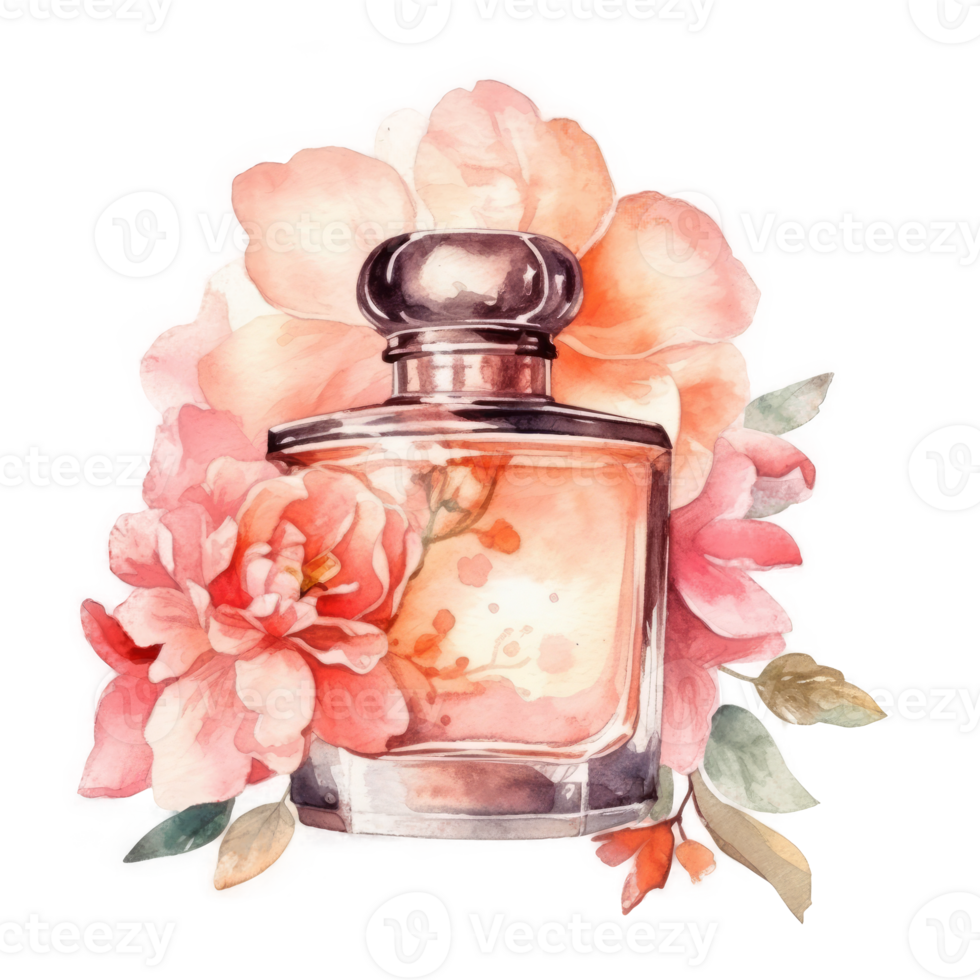 waterverf parfum met bloemen. ai generatief png