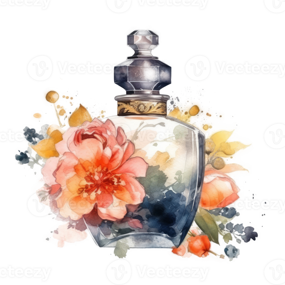Watercolor perfume with flowers. png