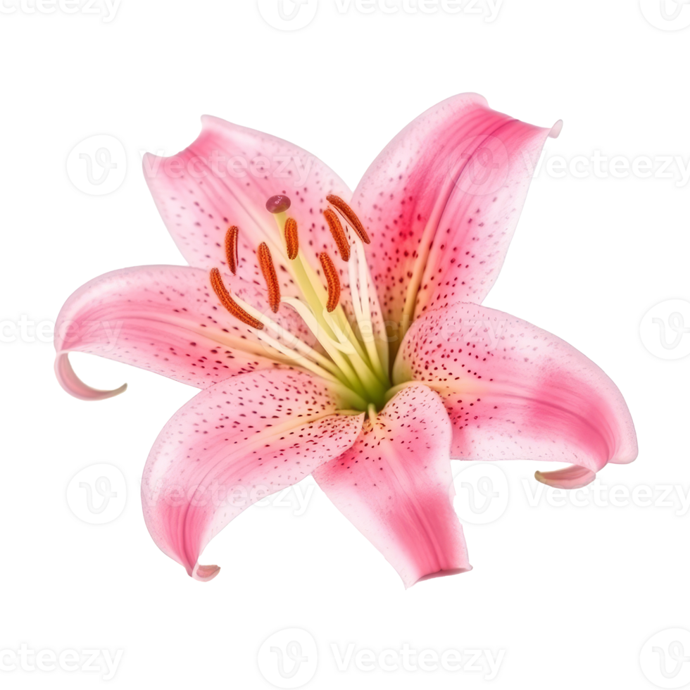 Pink Lilly flower isolated. png
