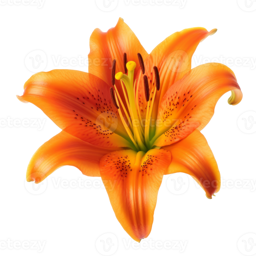 Orange Lilly flower isolated. png