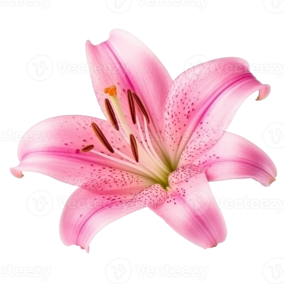 Pink Lilly flower isolated. png