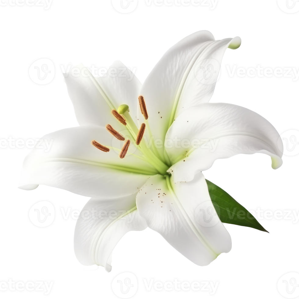 White Lilly flower isolated. png