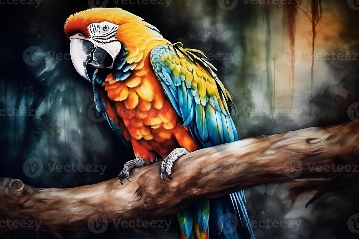 picture of parrot sitting on the branch photo