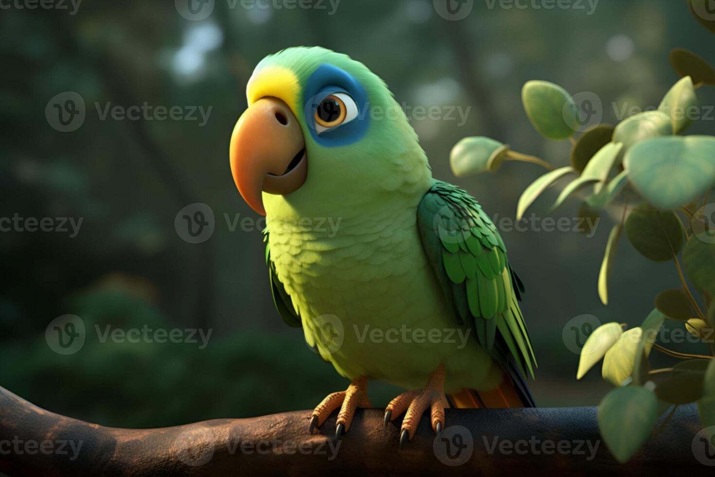 picture of parrot sitting on the branch photo