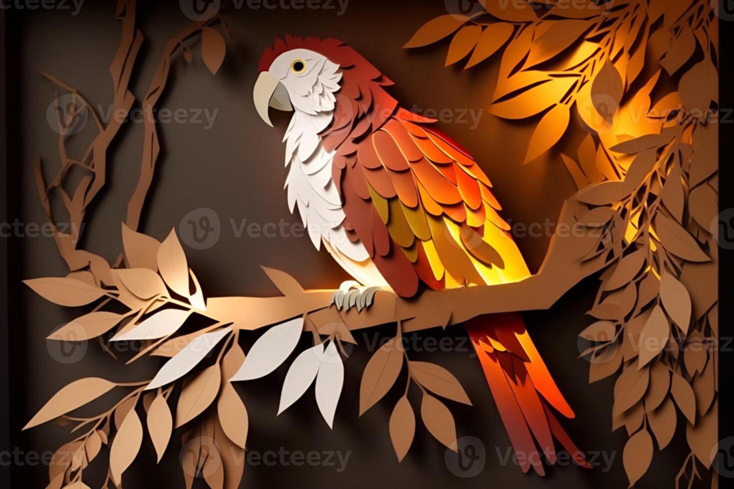 picture of parrot sitting on the branch photo