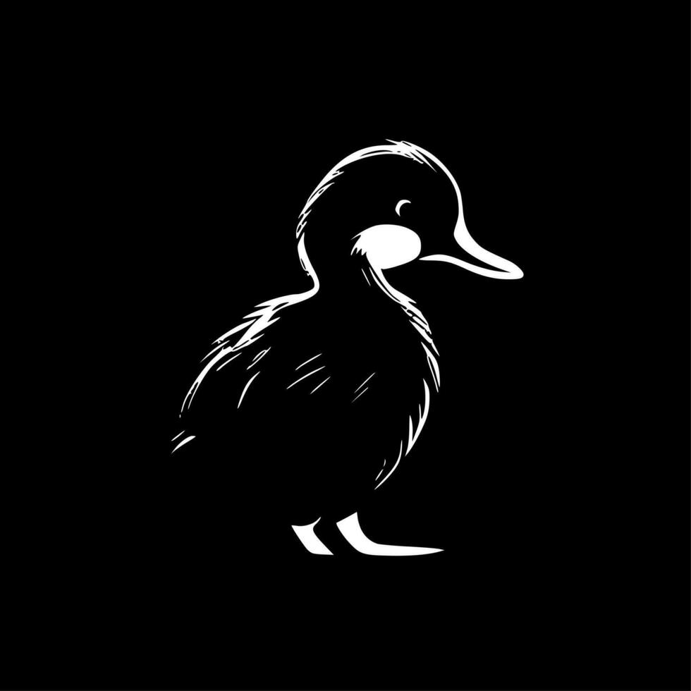 Pato - negro y blanco aislado icono - vector ilustración
