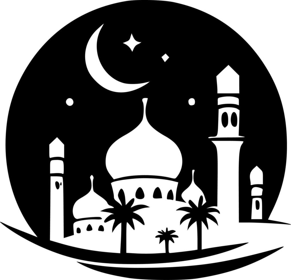 Ramadan - Black and White Isolated Icon - Vector illustration