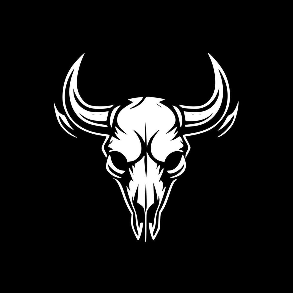 Cow Skull - Black and White Isolated Icon - Vector illustration