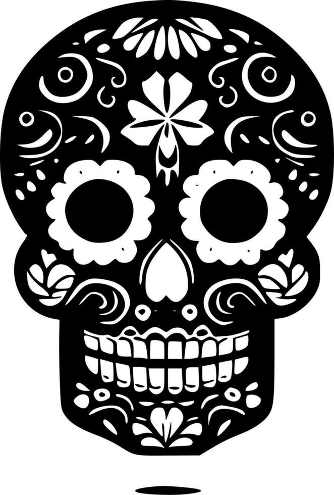 Sugar Skull, Black and White Vector illustration