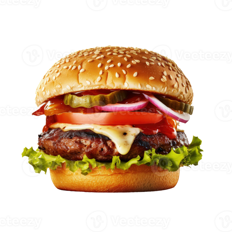 Beef burger isolated. Illustration png