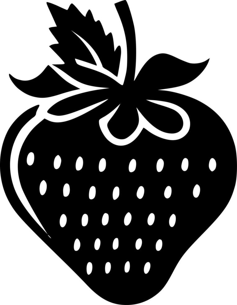 Strawberry, Black and White Vector illustration