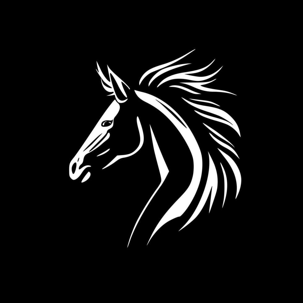 caballo - negro y blanco aislado icono - vector ilustración