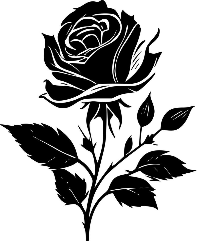 Rose, Black and White Vector illustration