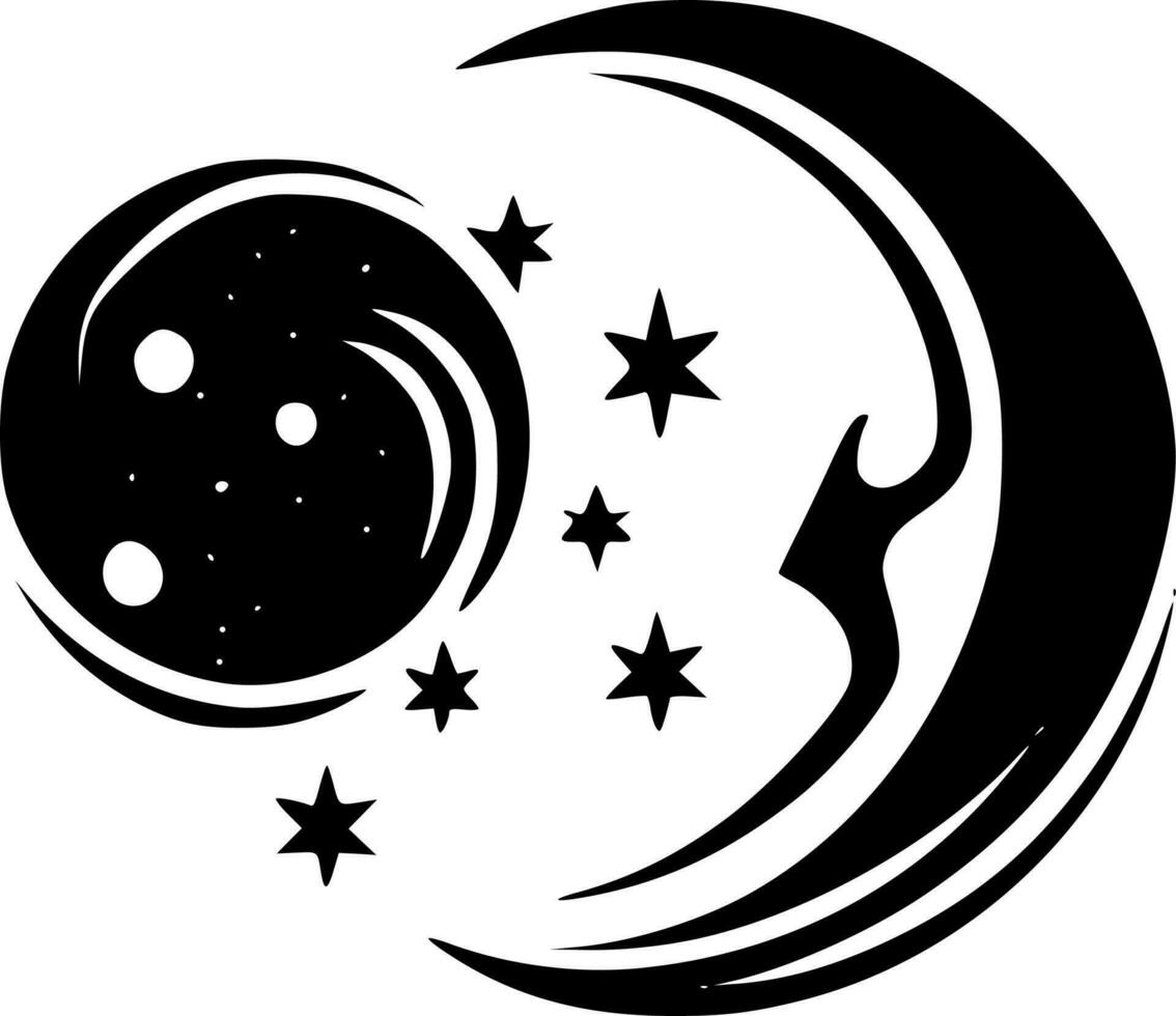 Celestial, Black and White Vector illustration