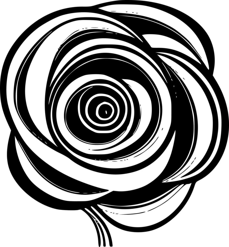 Rolled Flowers - Black and White Isolated Icon - Vector illustration