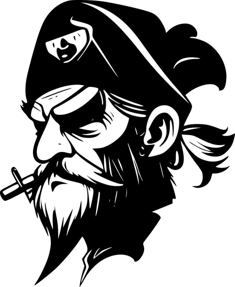 Pirate, Black and White Vector illustration
