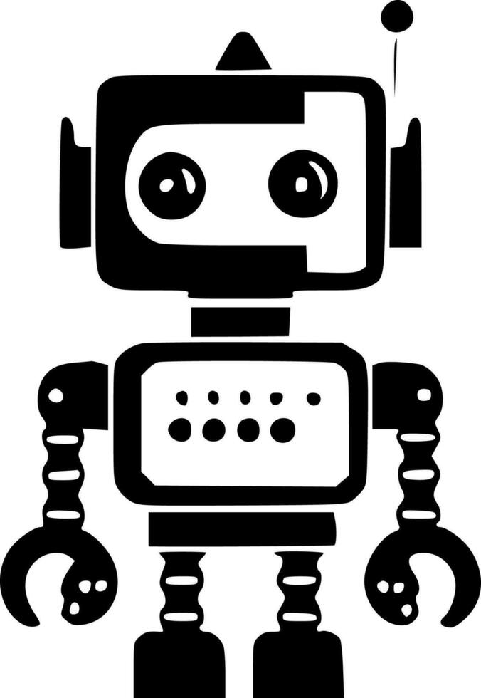 Robot, Black and White Vector illustration