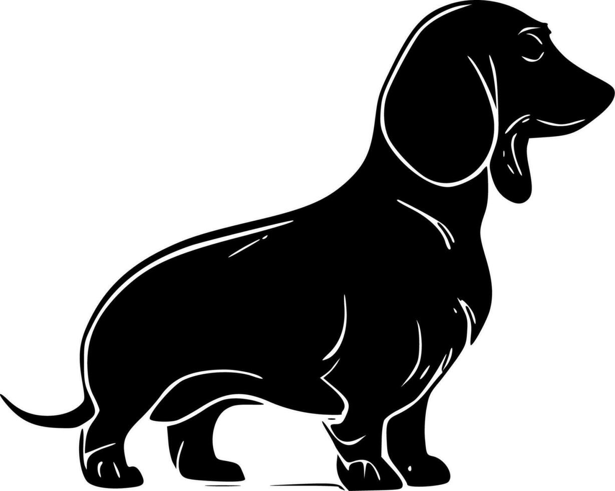 perro tejonero - negro y blanco aislado icono - vector ilustración